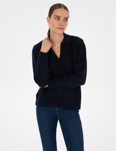 Lacivert Comfort Fit Polo Yaka Kazak - 50317226013