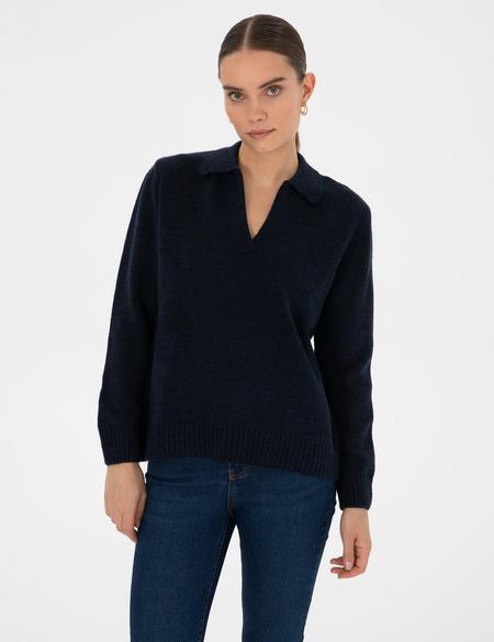 Lacivert Comfort Fit Polo Yaka Kazak - 50317226013