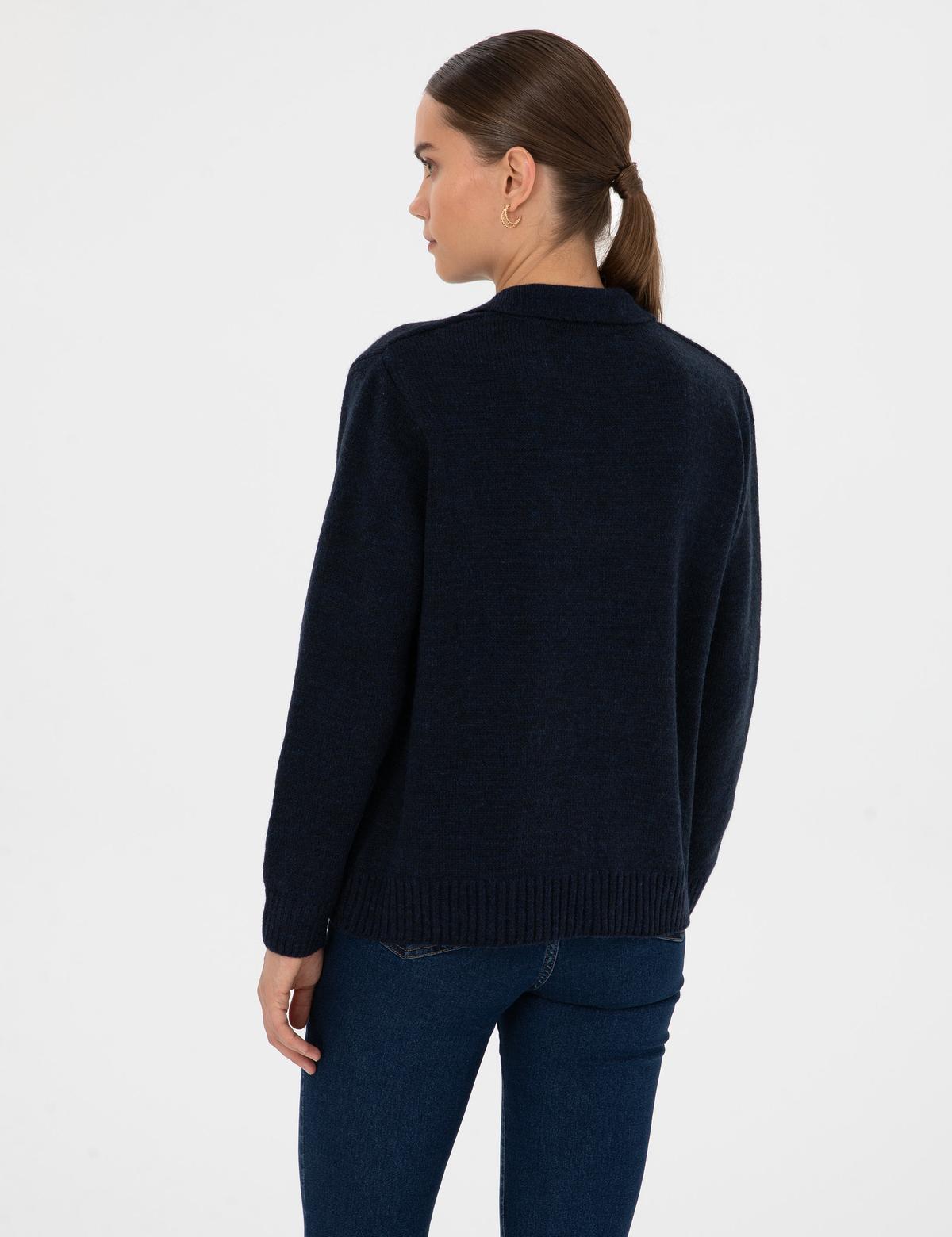 Lacivert Comfort Fit Polo Yaka Kazak - 50317226013