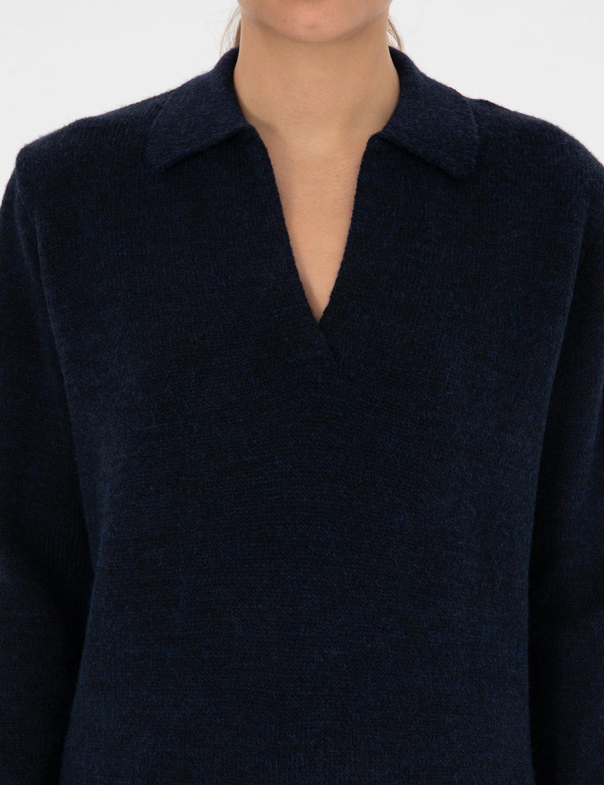 Lacivert Comfort Fit Polo Yaka Kazak - 50317226013