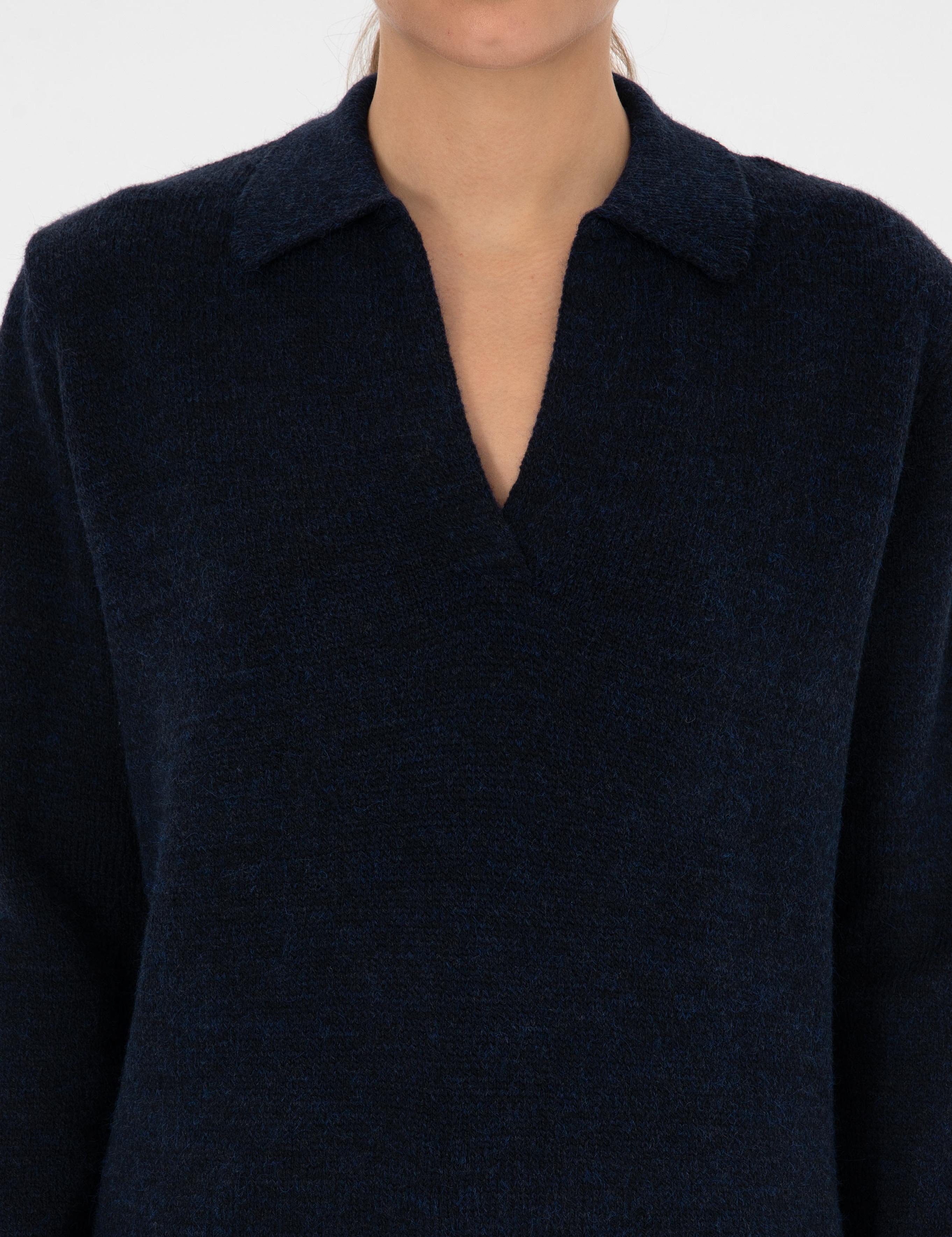 Lacivert Comfort Fit Polo Yaka Kazak