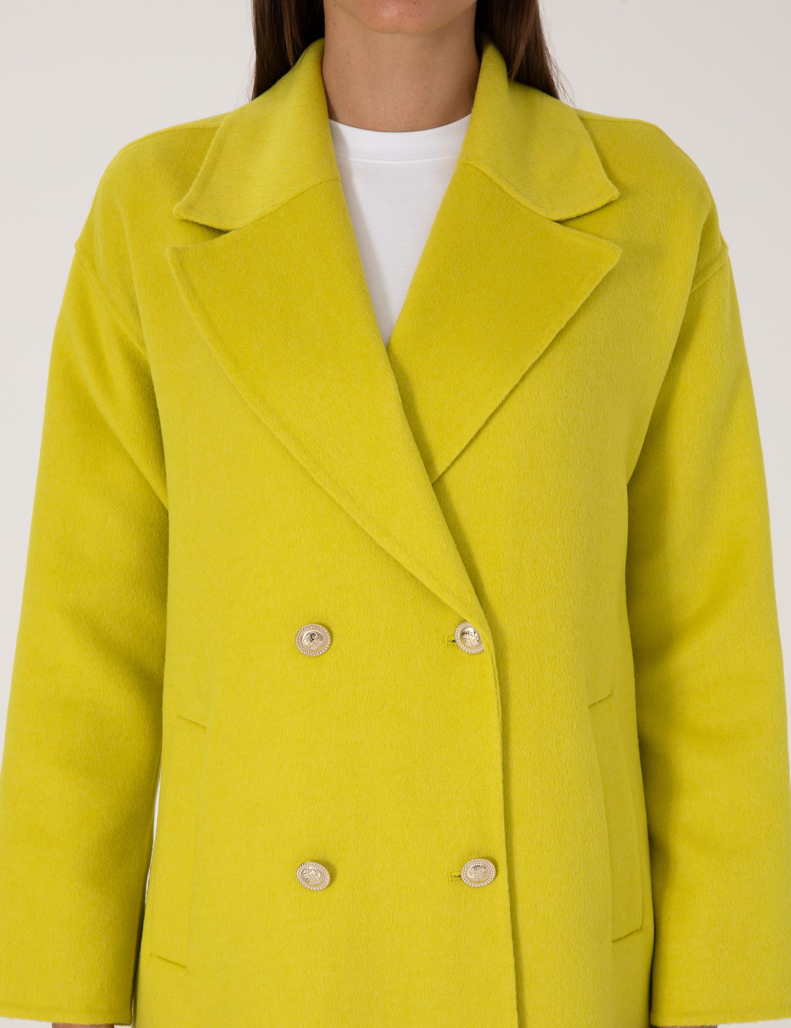 Fıstık Yeşili Kaşe Kaban