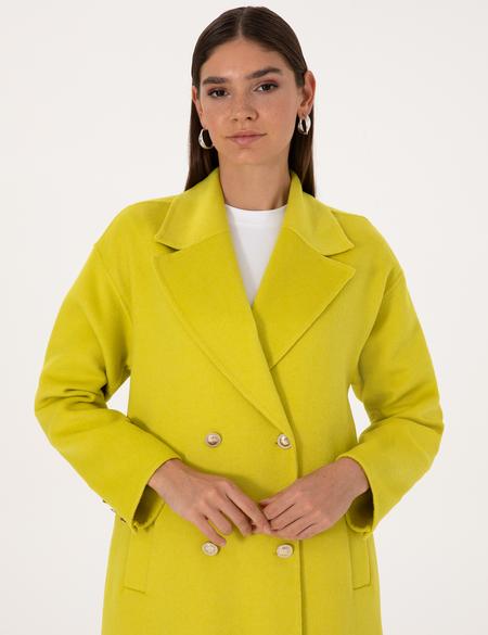 Fıstık Yeşili Kaşe Kaban - 50308929059