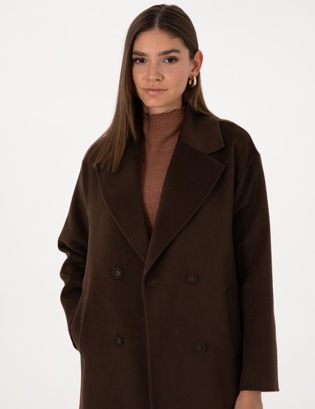 Kahverengi Kaşe Kaban - 50308929090