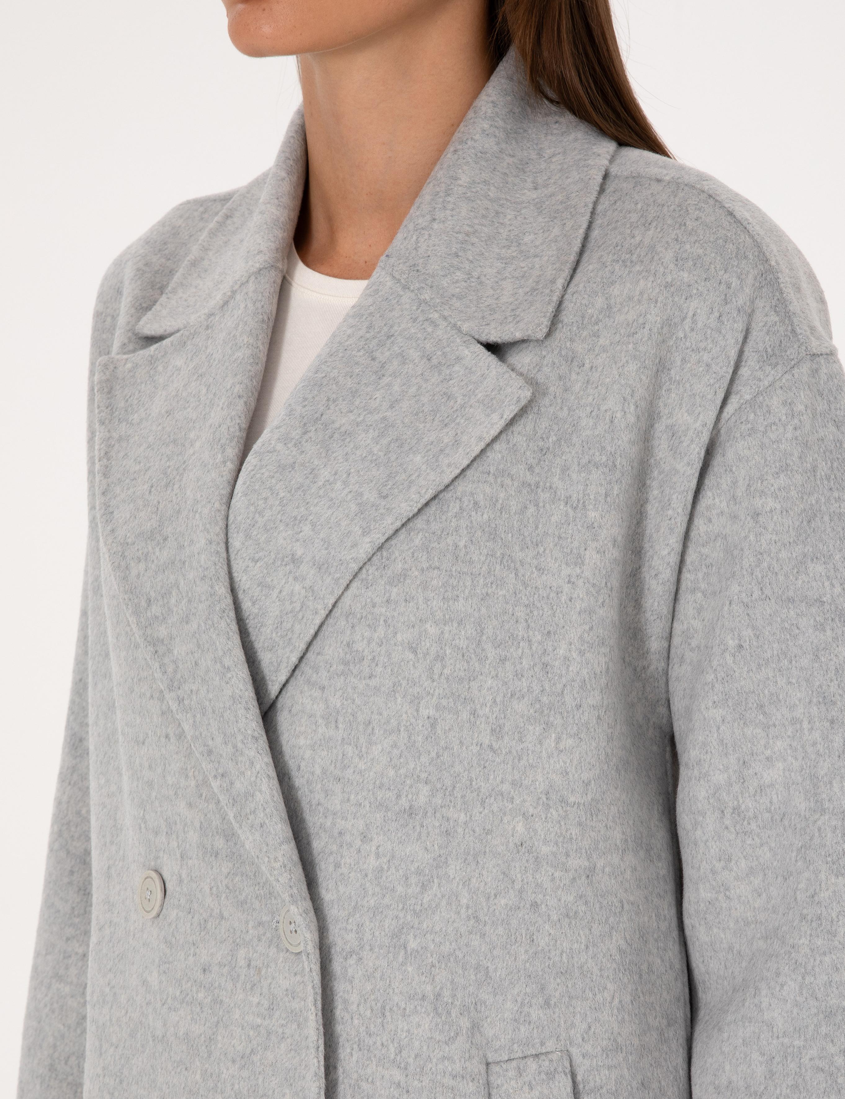 Açık Gri Melanj Kaşe Kaban