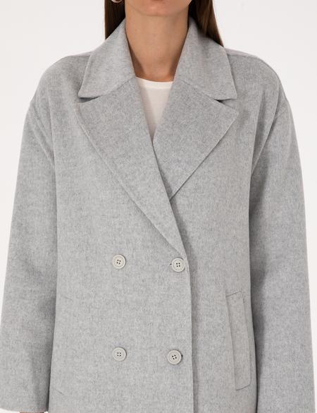 Açık Gri Melanj Kaşe Kaban - 50308929080