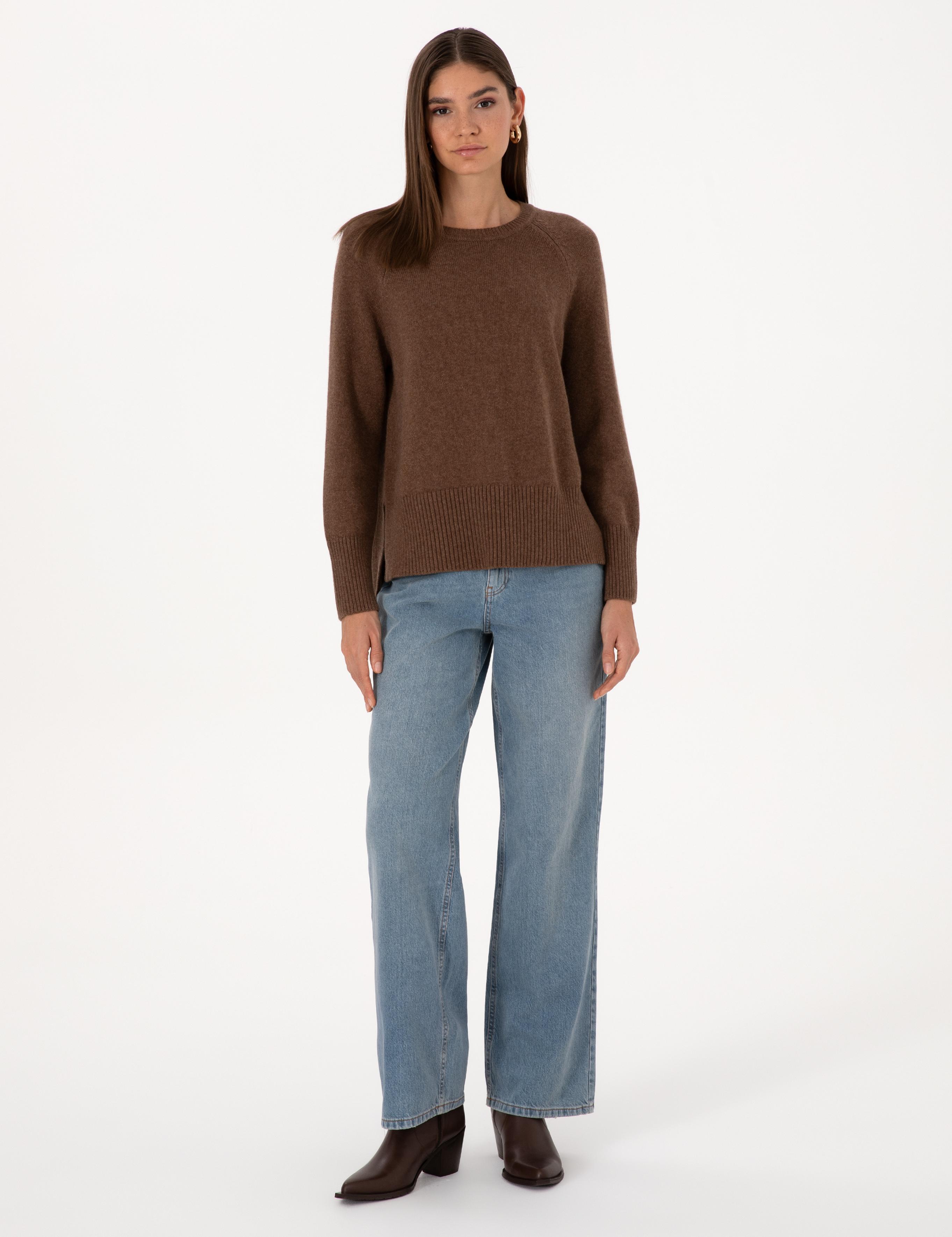 Kahverengi Comfort Fit Yün Karışımlı Kazak