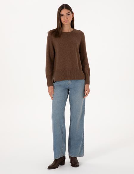 Kahverengi Comfort Fit Yün Karışımlı Kazak - 50316659012