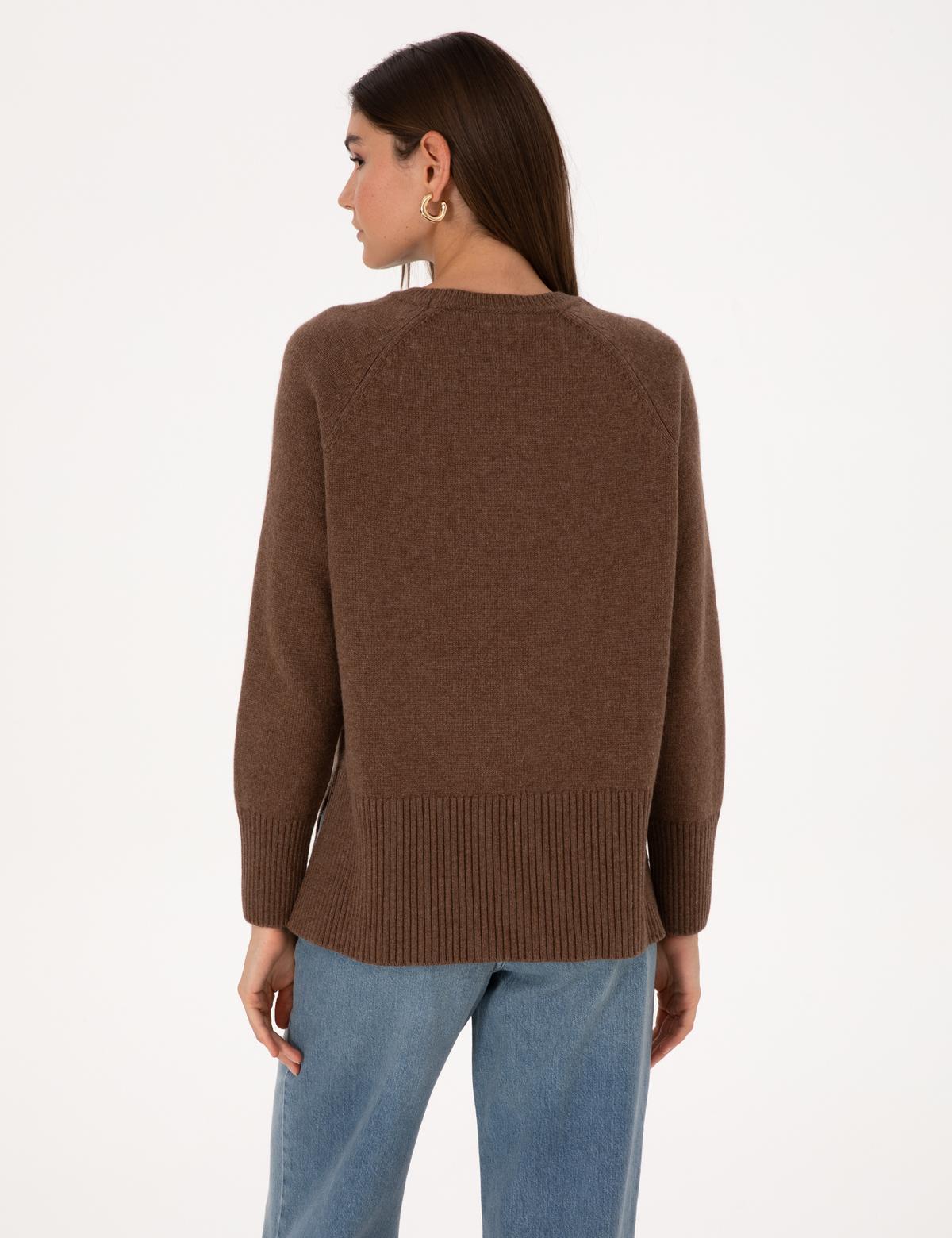 Kahverengi Comfort Fit Yün Karışımlı Kazak - 50316659012