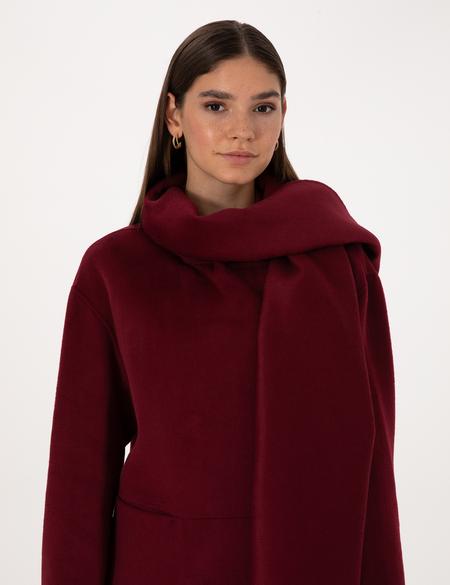 Bordo Comfort Fit Kaşe Kaban - 50314273002