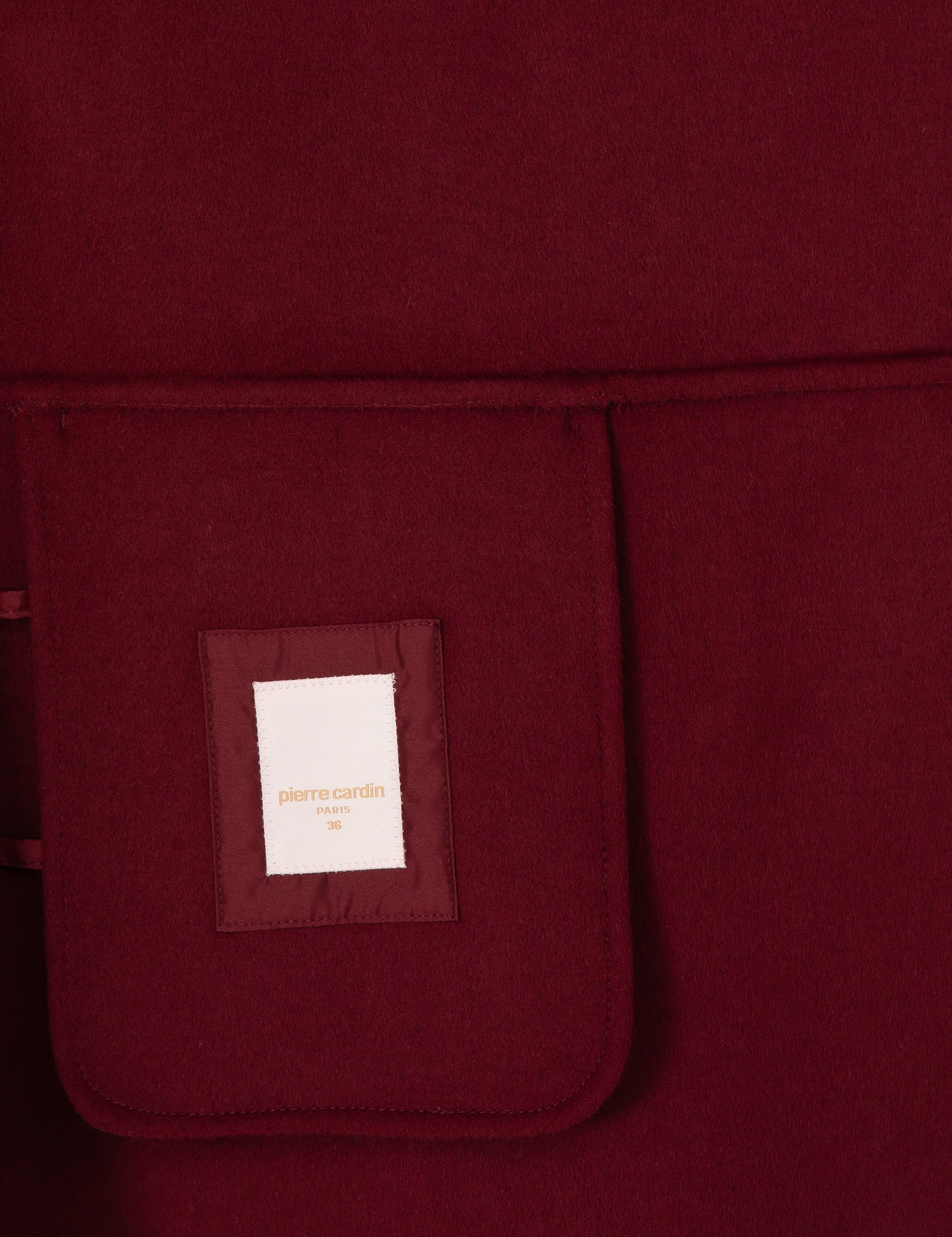 Bordo Comfort Fit Yün Karışımlı Kaşe Kaban - Image 6