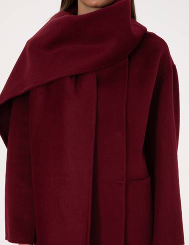 Bordo Comfort Fit Yün Karışımlı Kaşe Kaban
