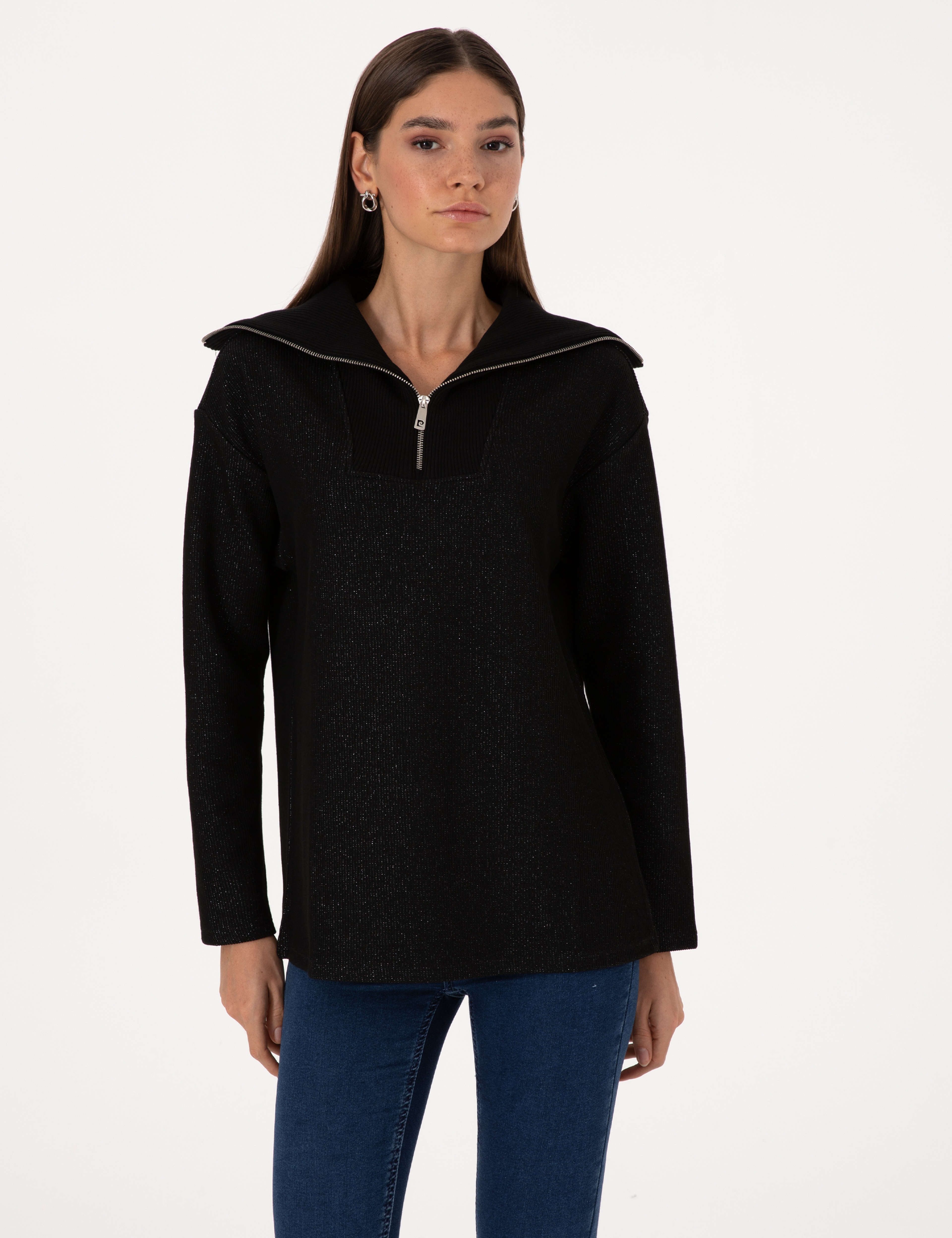Siyah Comfort Fit Sweatshirt - Image 1