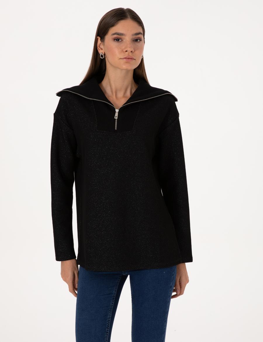 Siyah Comfort Fit Sweatshirt