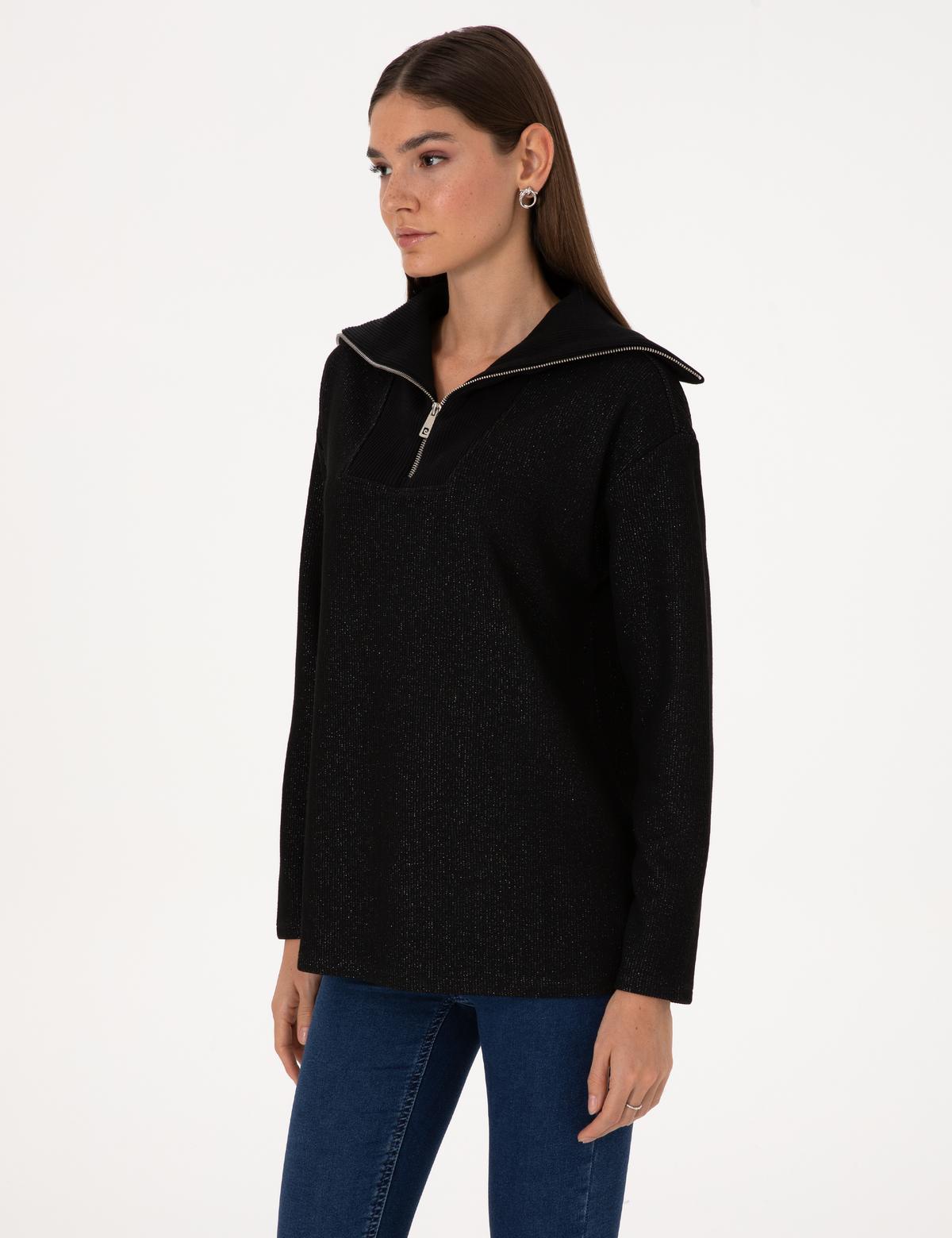 Siyah Comfort Fit Sweatshirt - 50309124003