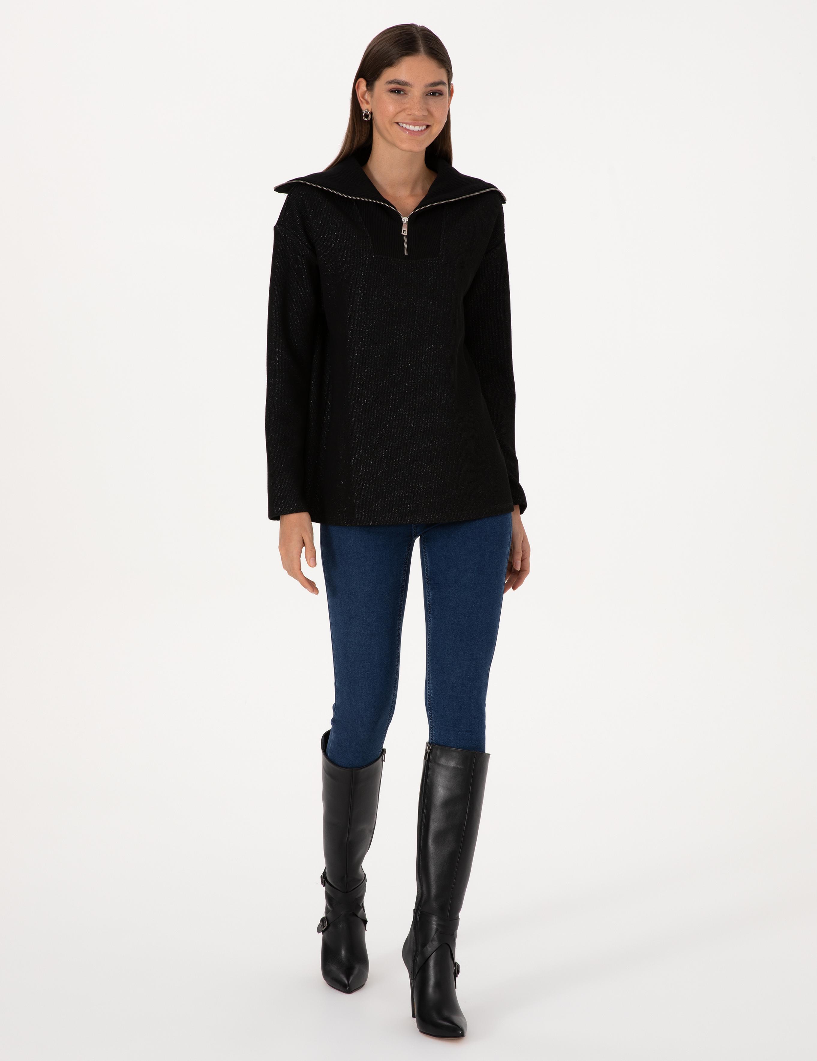 Siyah Comfort Fit Sweatshirt