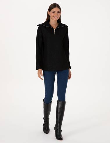 Siyah Comfort Fit Sweatshirt