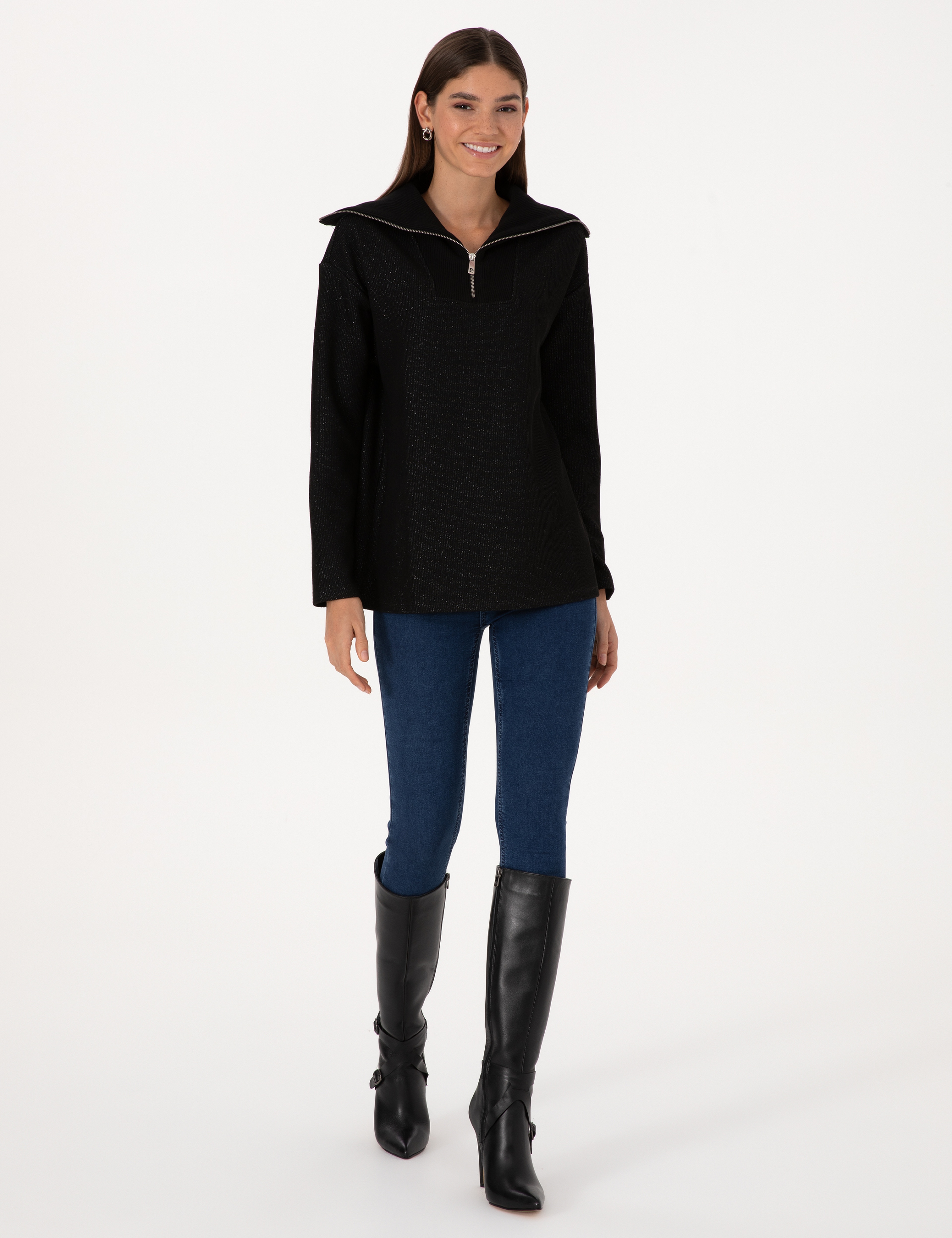 Siyah Comfort Fit Sweatshirt