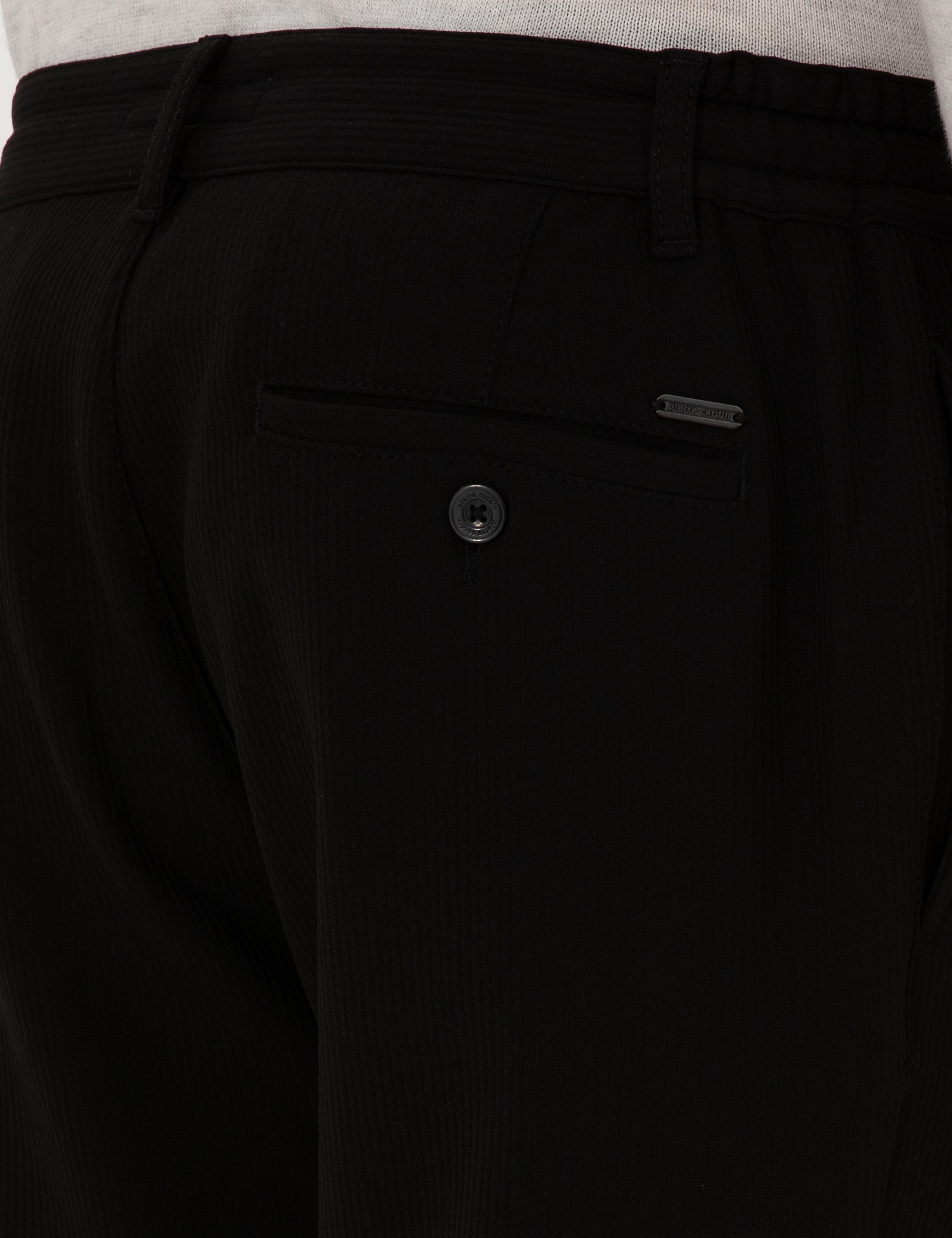 Siyah Slim Fit Beli Lastikli Kordonlu Kanvas Pantolon