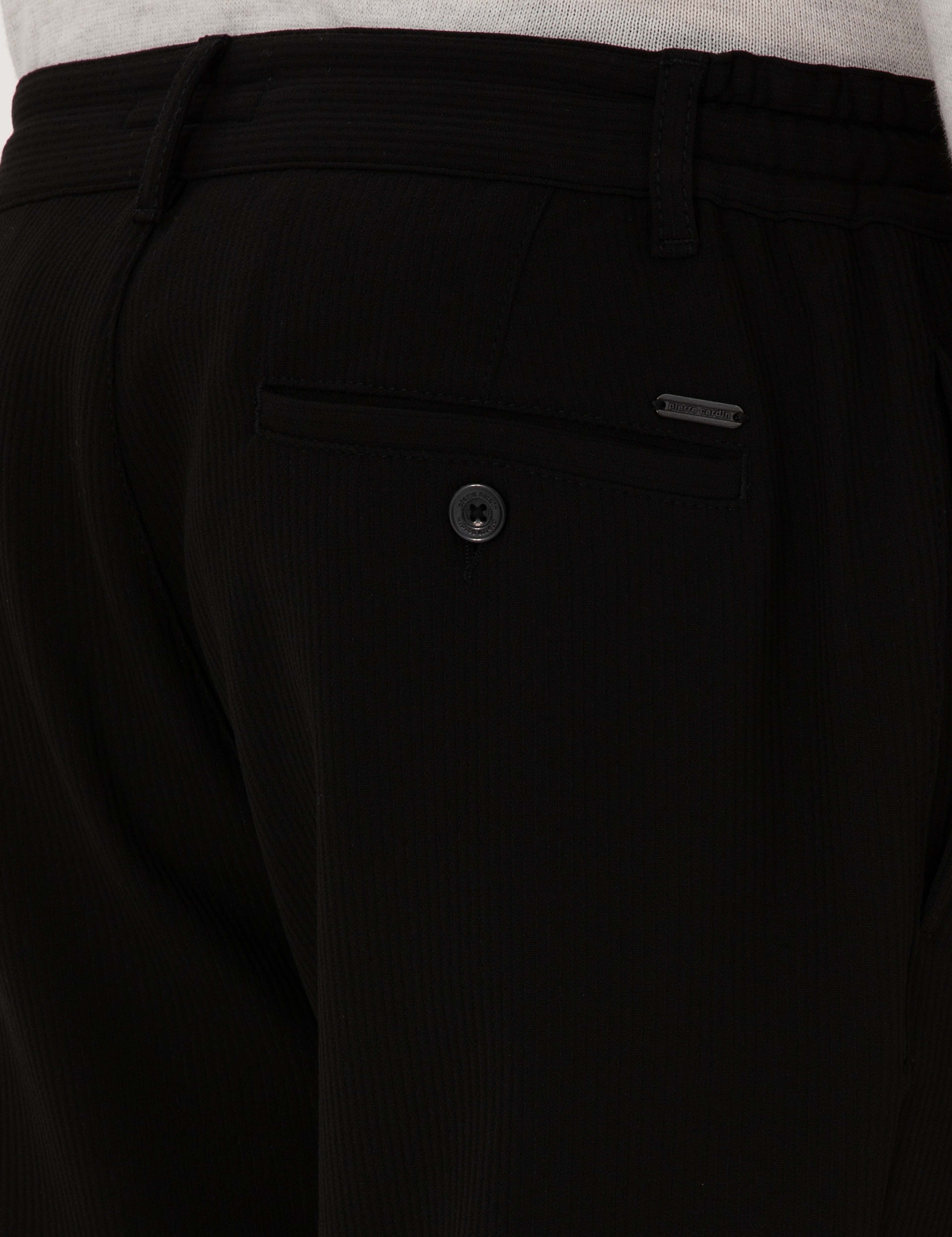 Siyah Slim Fit Beli Lastikli Kordonlu Kanvas Pantolon - Image 6