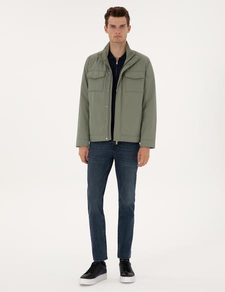 Yeşil Dik Yaka Mont - 50310174006