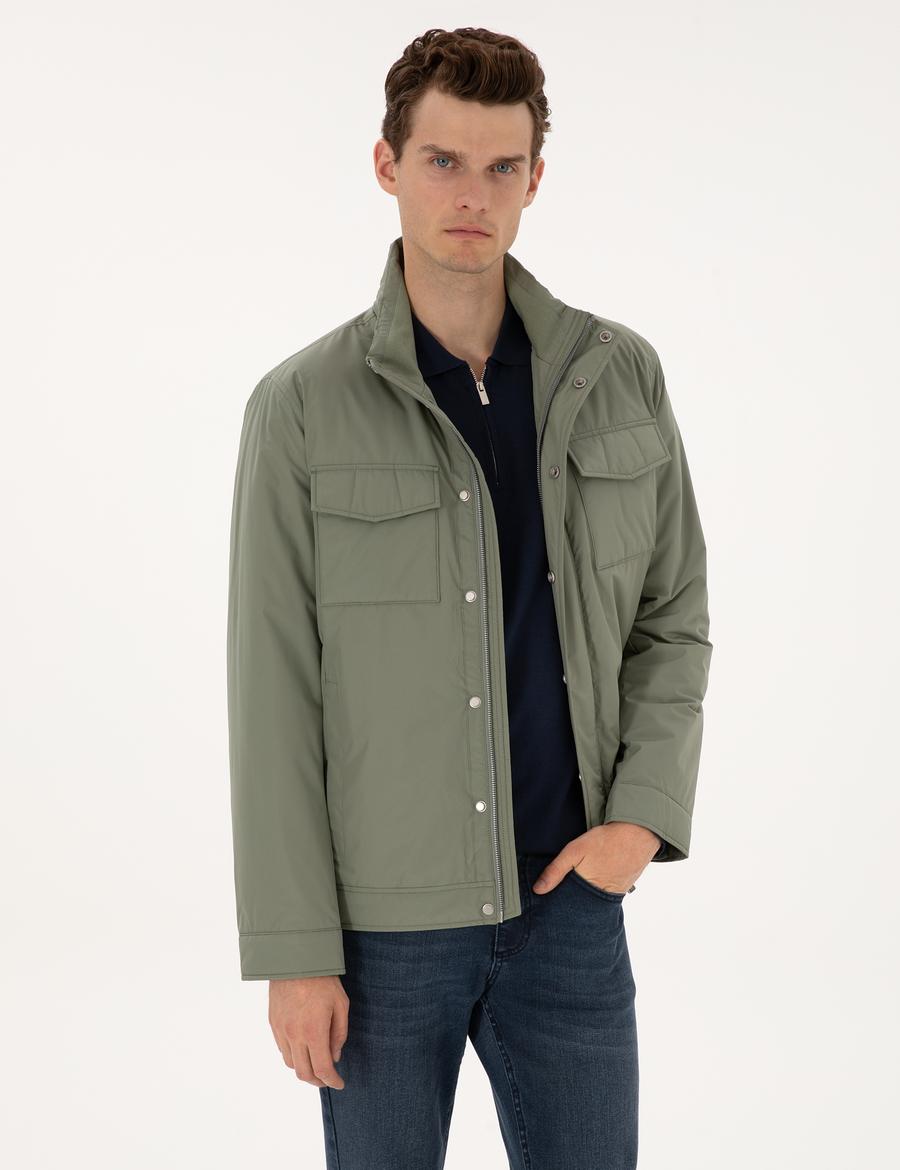 Yeşil Dik Yaka Mont