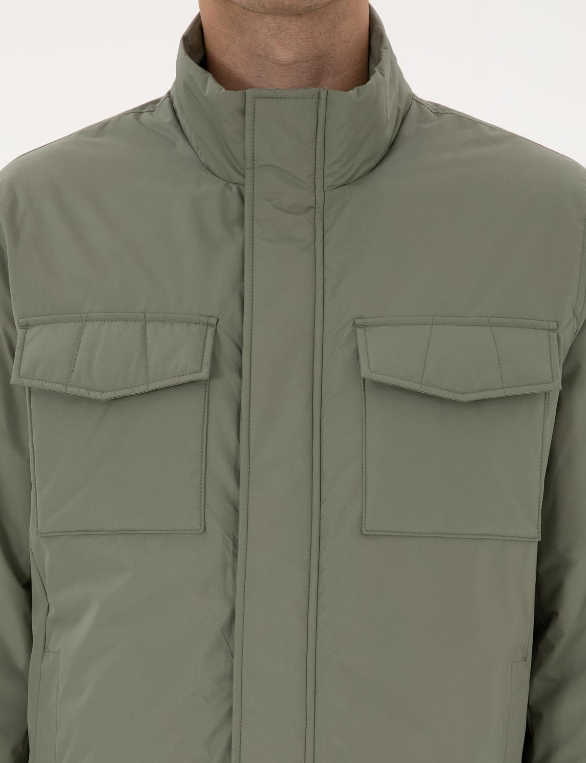 Yeşil Dik Yaka Mont - 50310174006