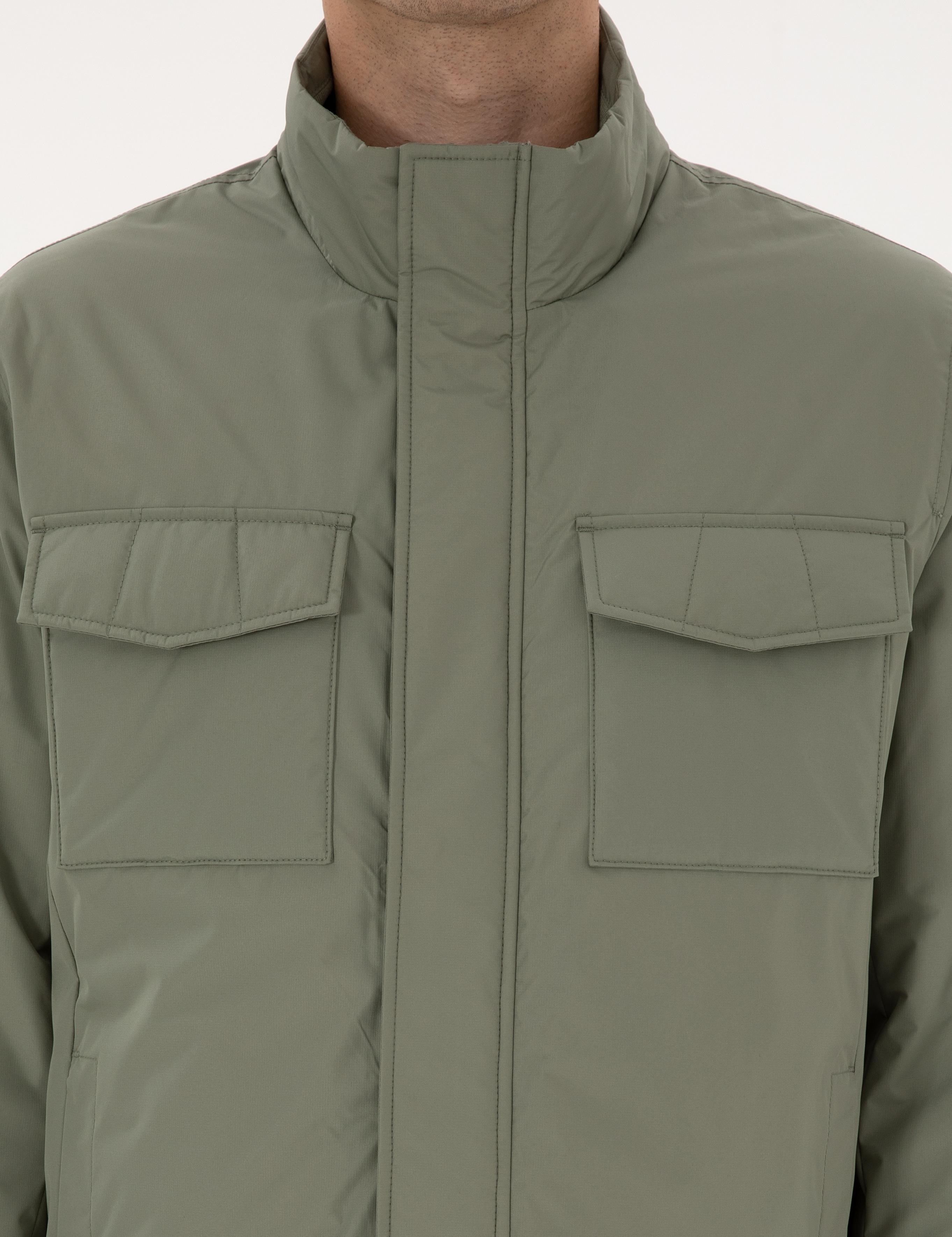 Yeşil Dik Yaka Mont