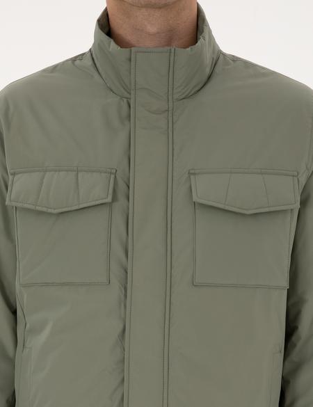 Yeşil Dik Yaka Mont - 50310174006