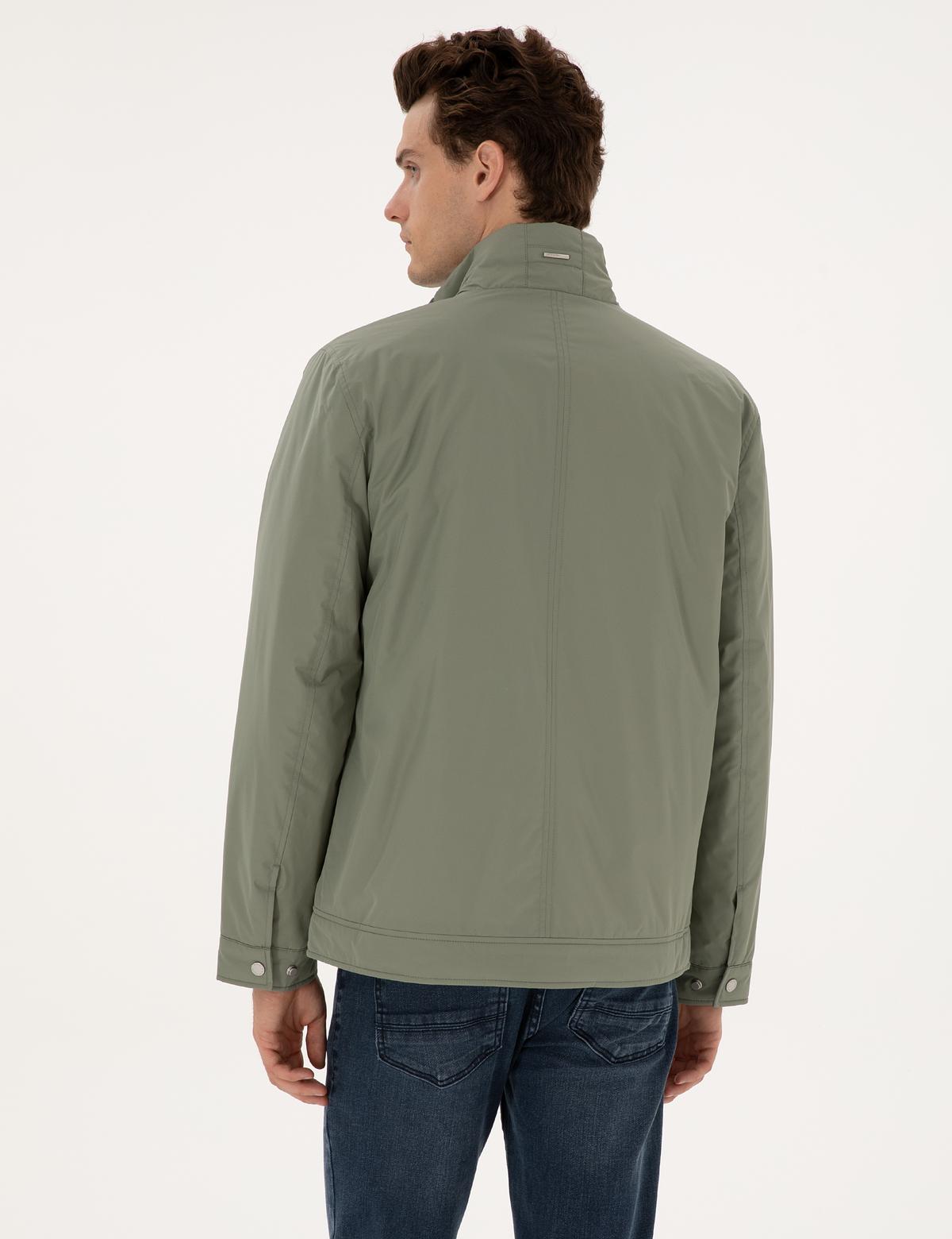 Yeşil Dik Yaka Mont - 50310174006