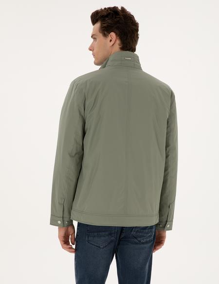 Yeşil Dik Yaka Mont - 50310174006