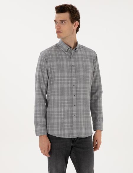 Gri Regular Fit Uzun Kollu Gömlek - 50312371005