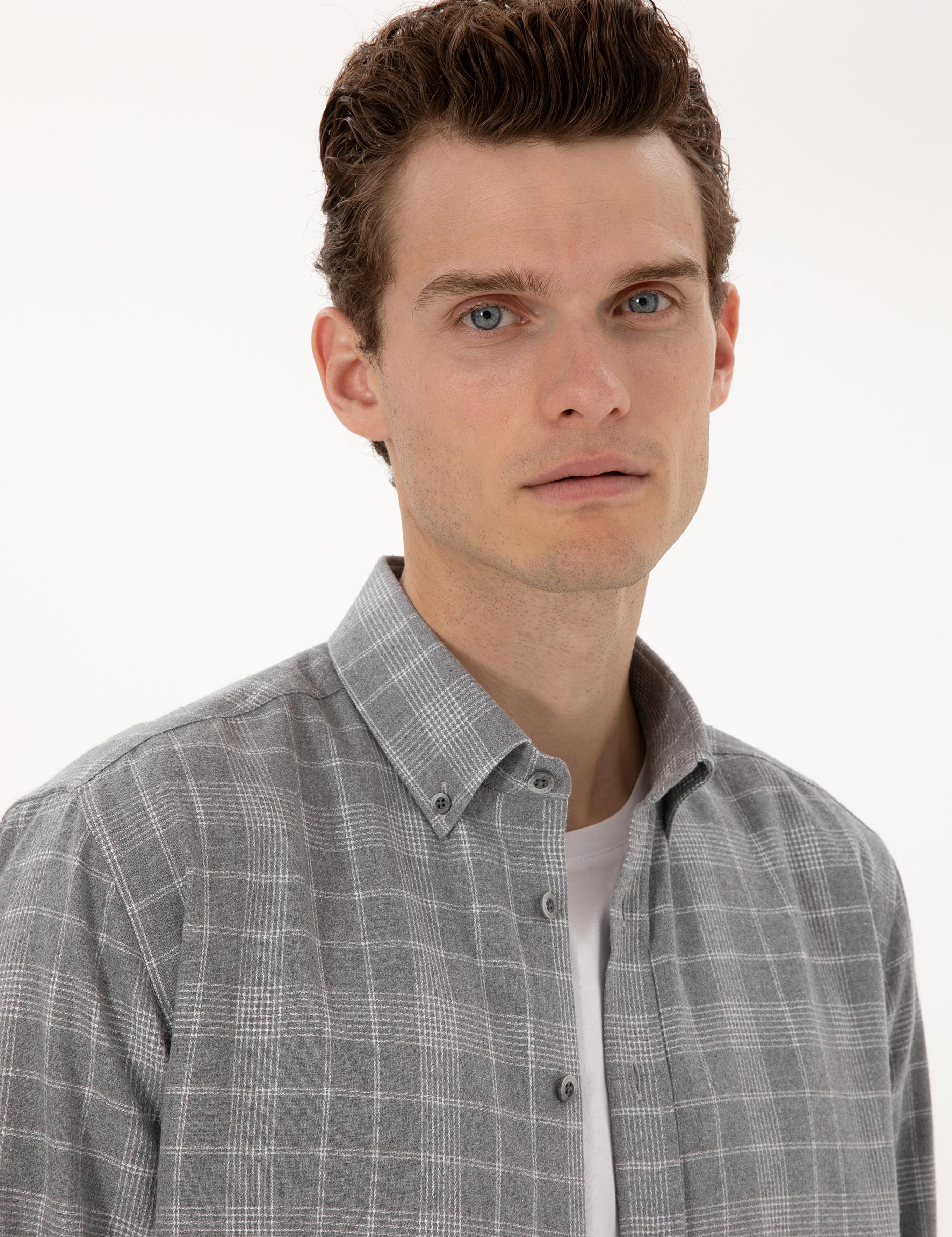 Gri Regular Fit Uzun Kollu Gömlek