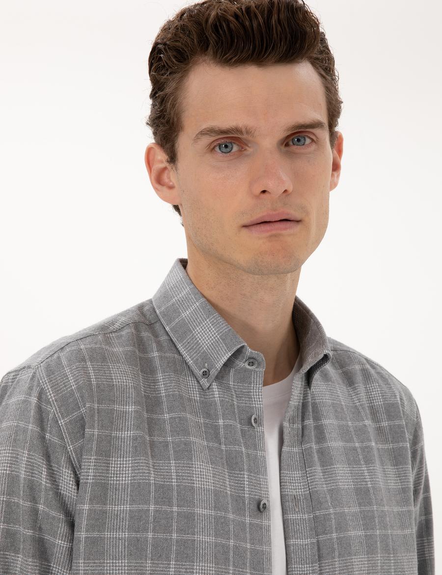 Gri Regular Fit Uzun Kollu Gömlek