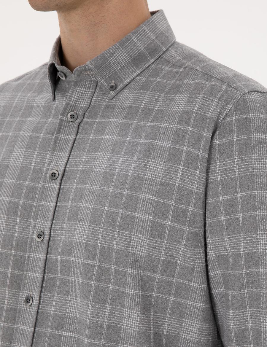 Gri Regular Fit Uzun Kollu Gömlek