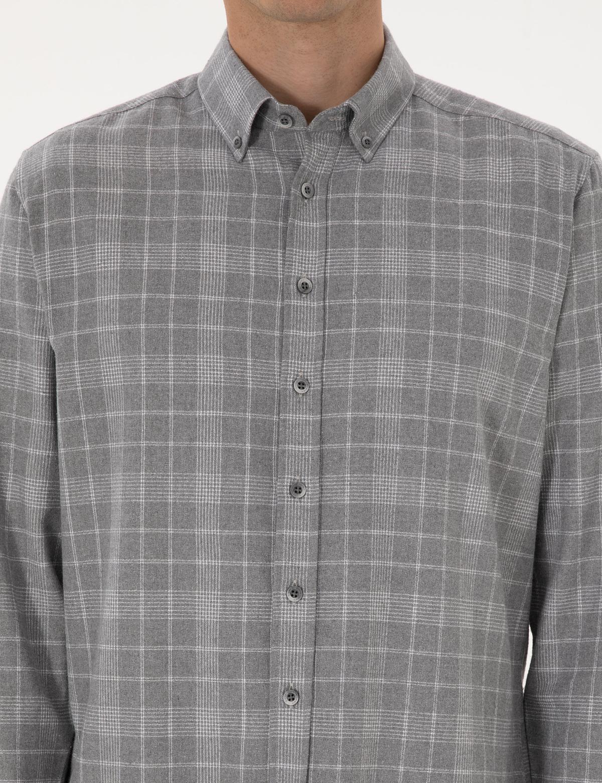 Gri Regular Fit Uzun Kollu Gömlek - 50312371005