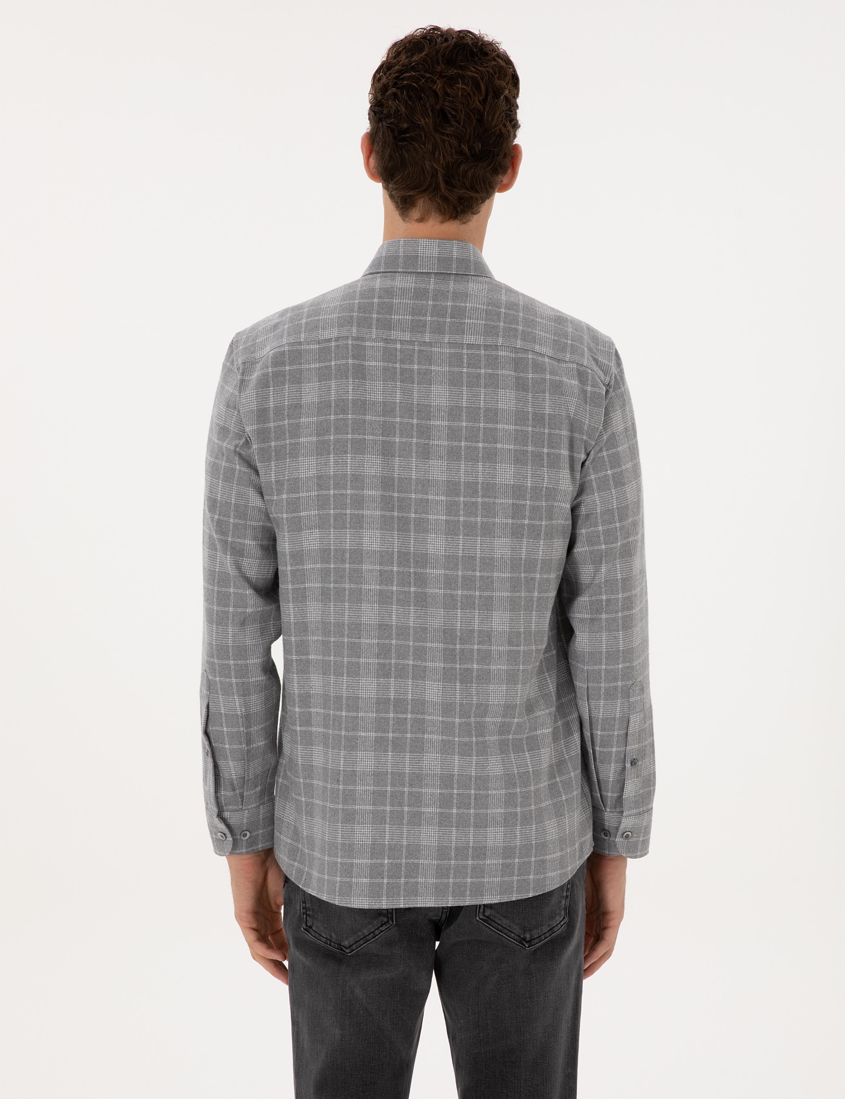 Gri Regular Fit Uzun Kollu Gömlek