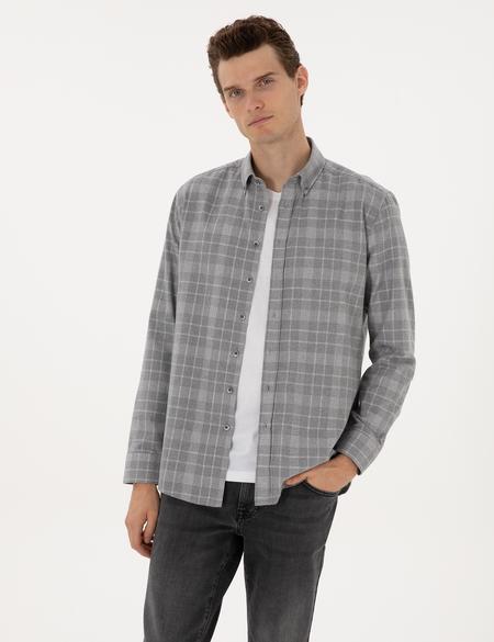 Gri Regular Fit Uzun Kollu Gömlek - 50312371005