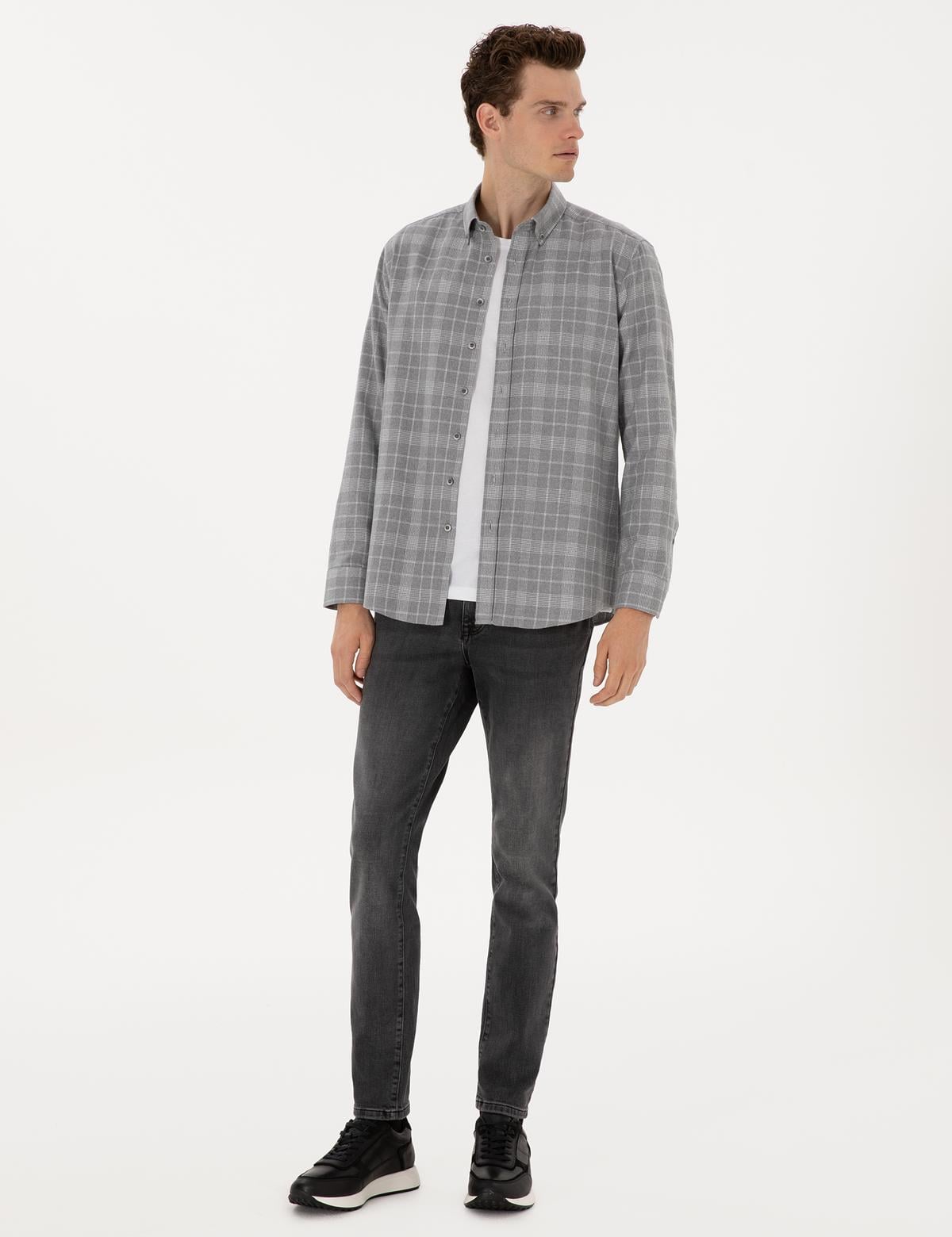 Gri Regular Fit Uzun Kollu Gömlek - 50312371005