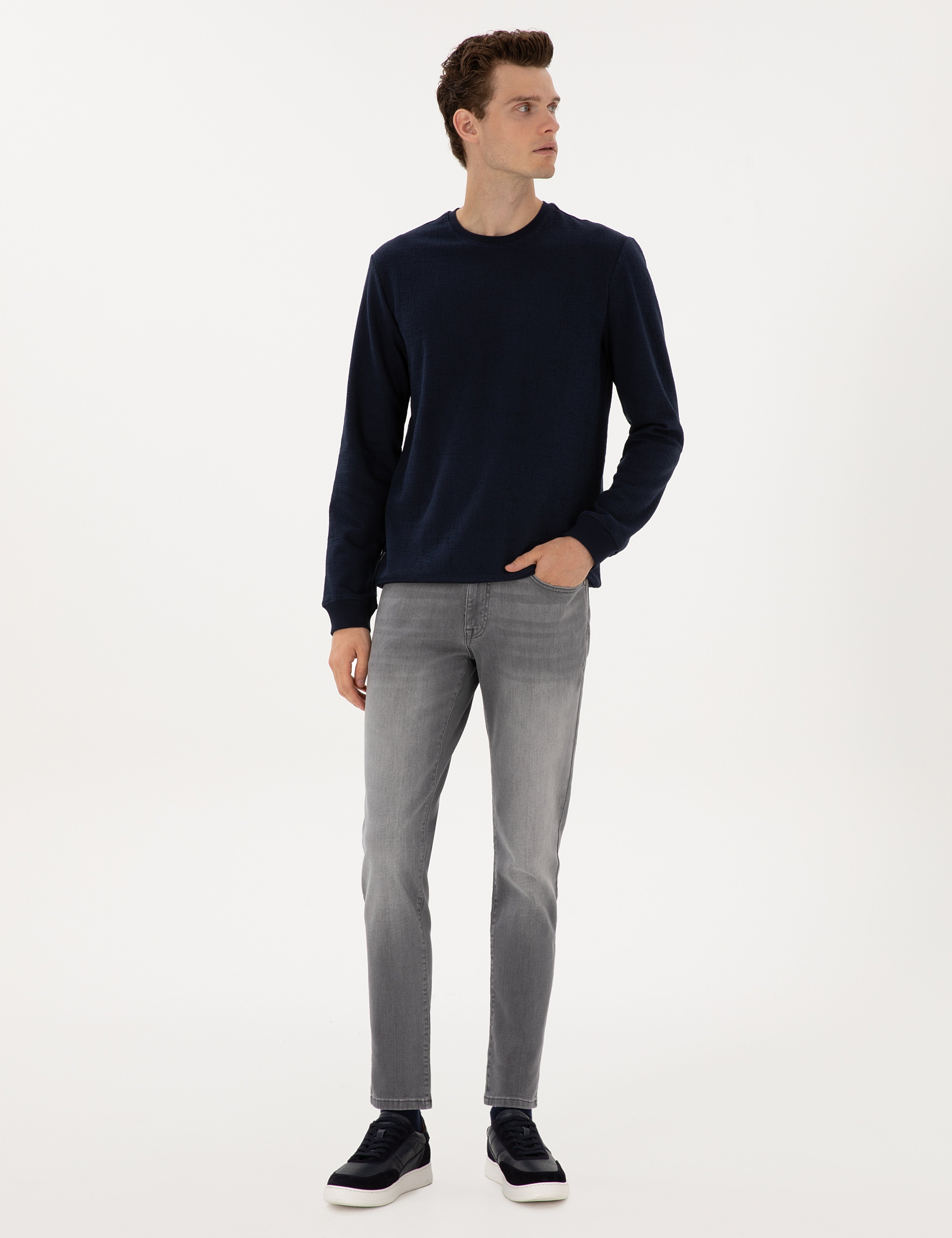 Gri Slim Fit Jean Pantolon - Image 3