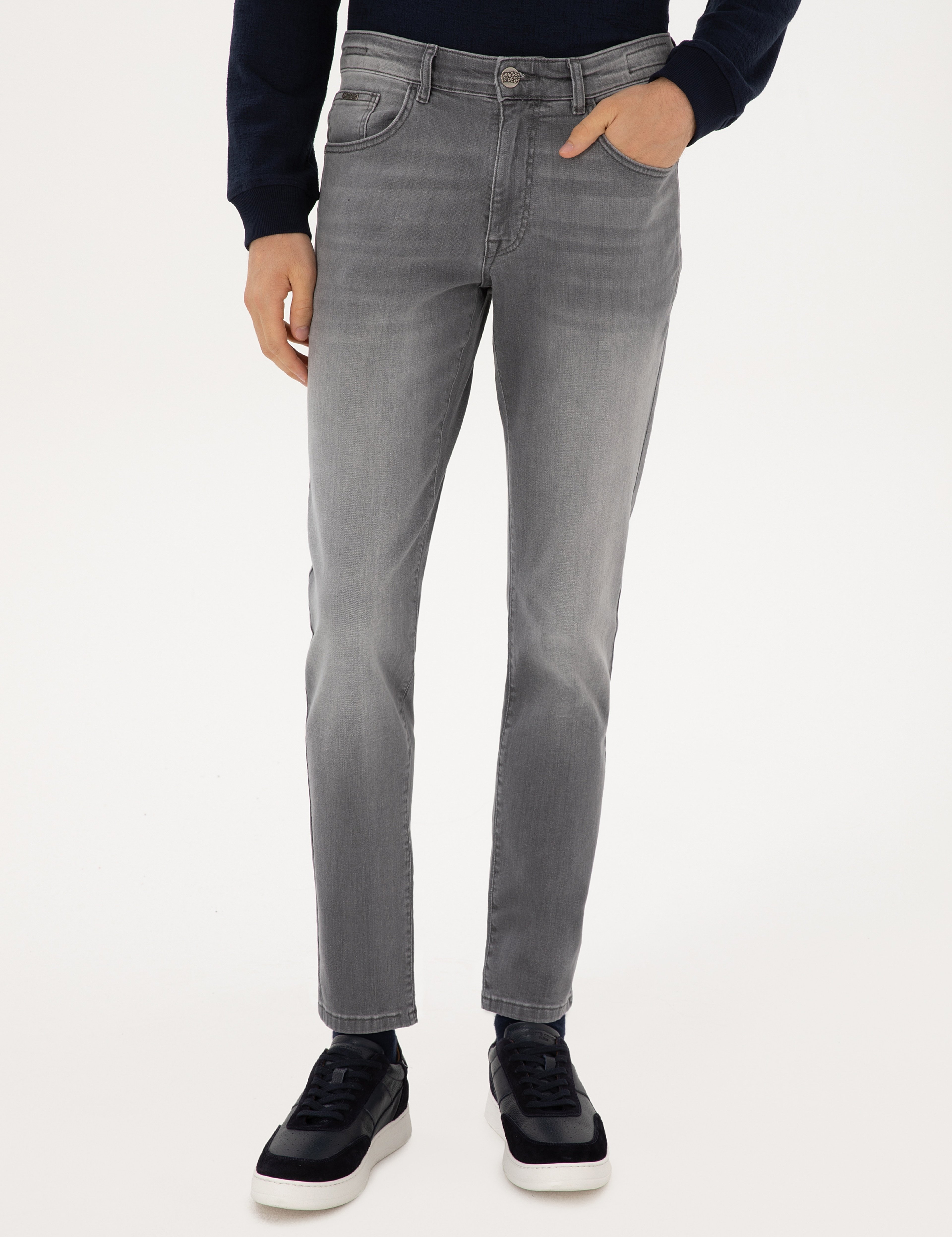 Gri Slim Fit Jean Pantolon - Image 2