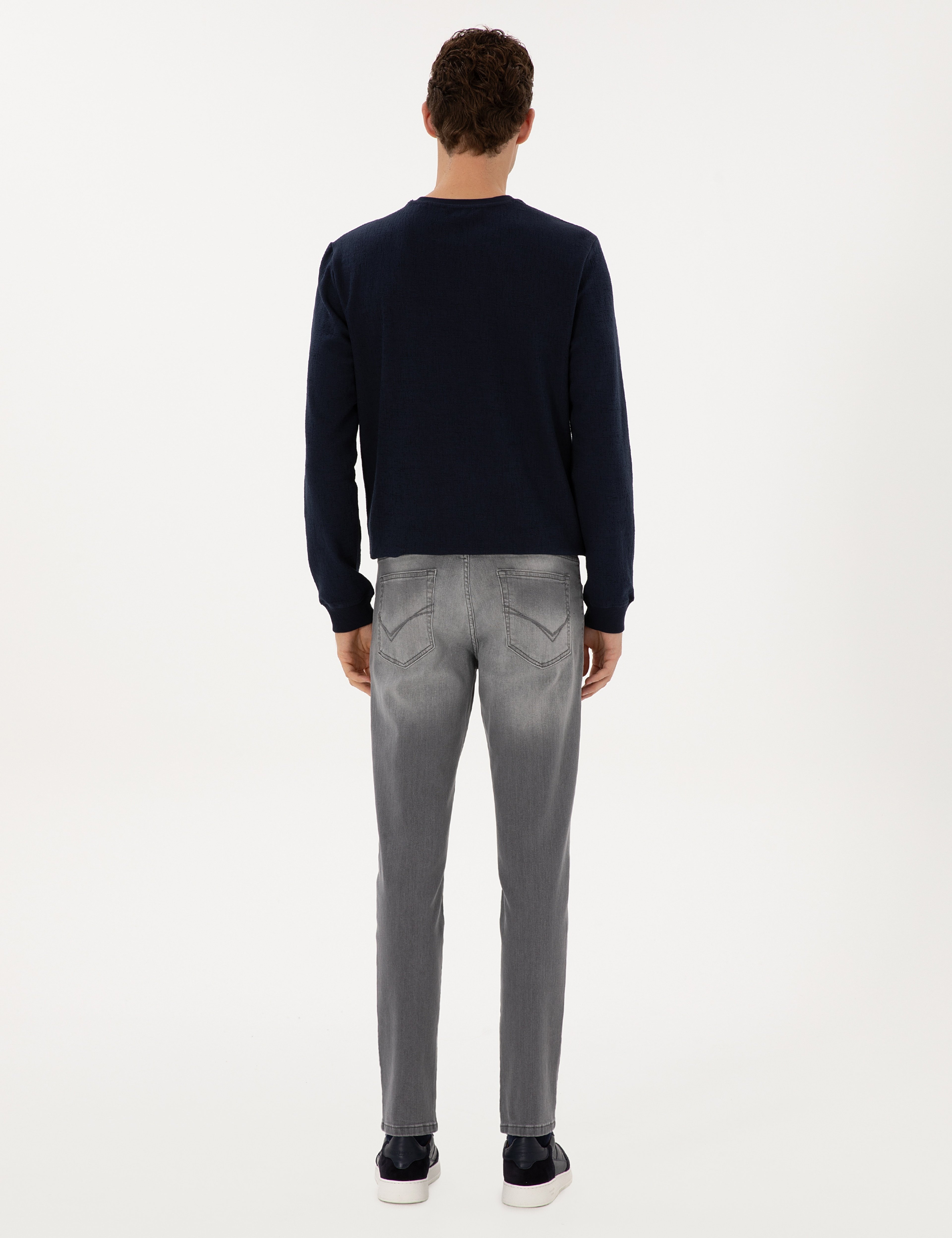 Gri Slim Fit Jean Pantolon - Image 4
