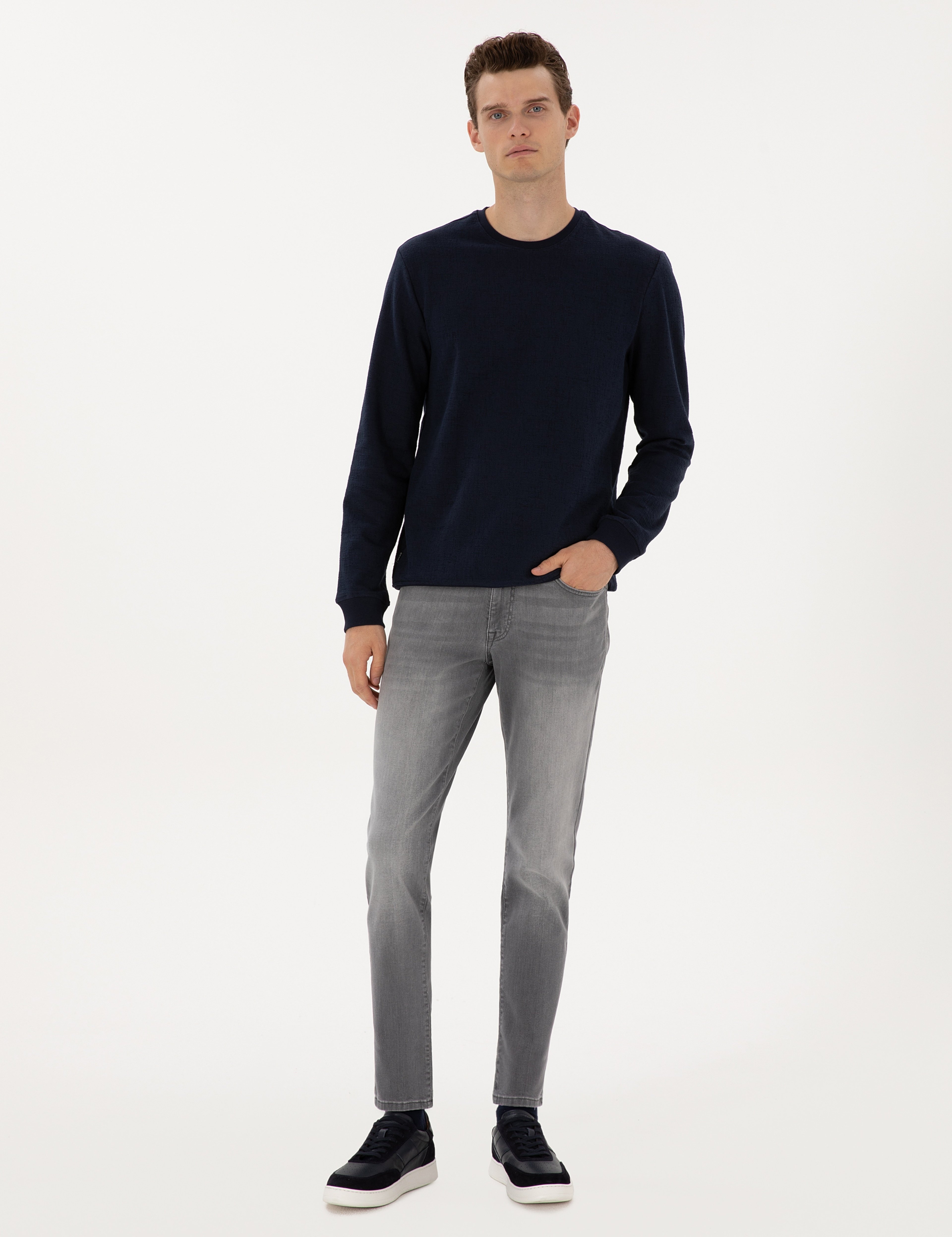 Gri Slim Fit Jean Pantolon - Image 1