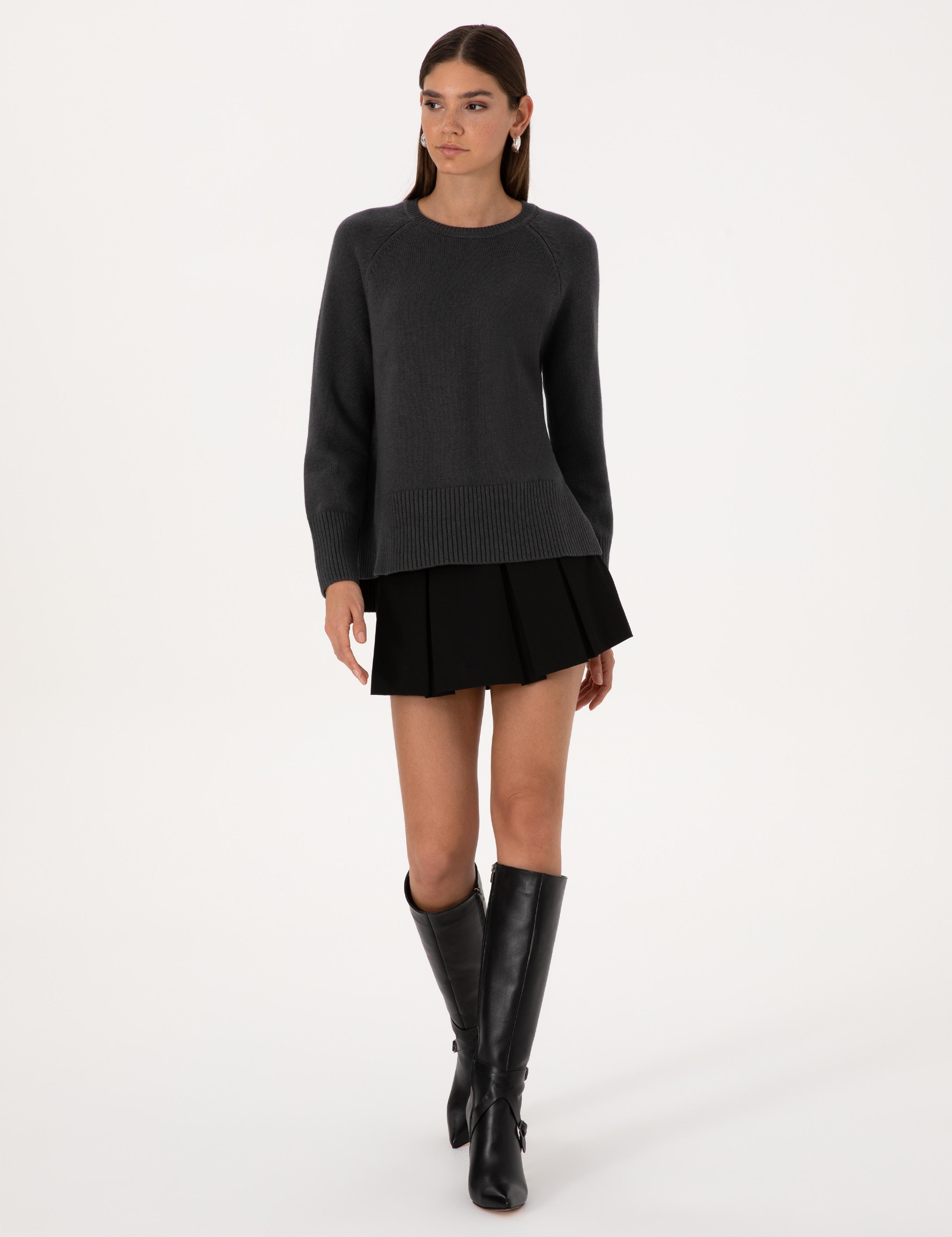 Antrasit Comfort Fit Yün Karışımlı Kazak