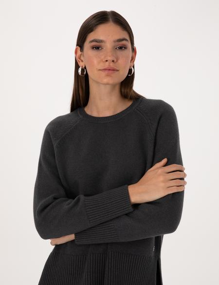 Antrasit Comfort Fit Yün Karışımlı Kazak - 50316659017