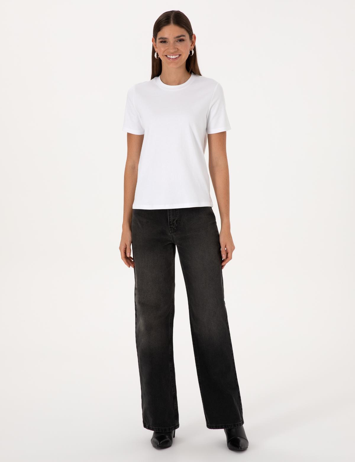 Beyaz Regular Fit Basic Tişört - 50310543003