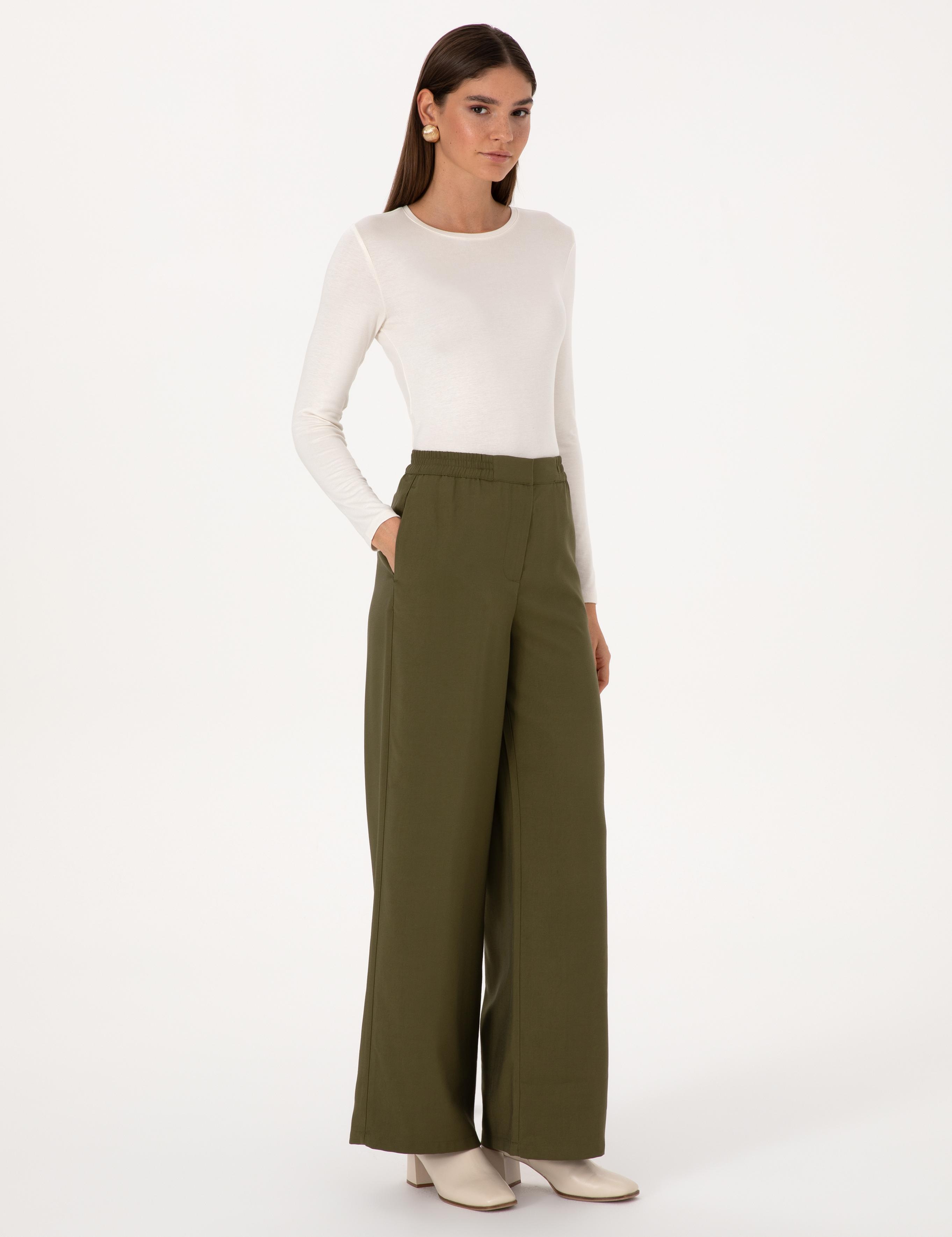 Haki Loose Fit Kanvas Pantolon