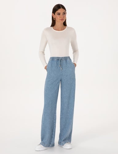 Açık Mavi Loose Fit Jean Pantolon