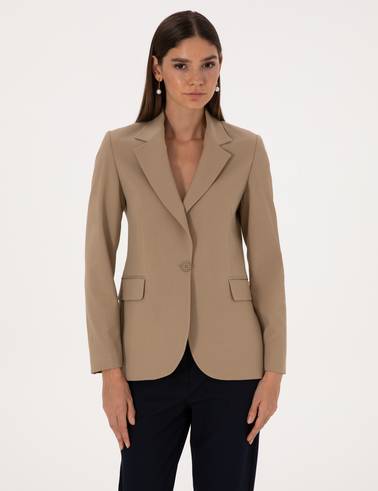 Bej Slim Fit Ceket