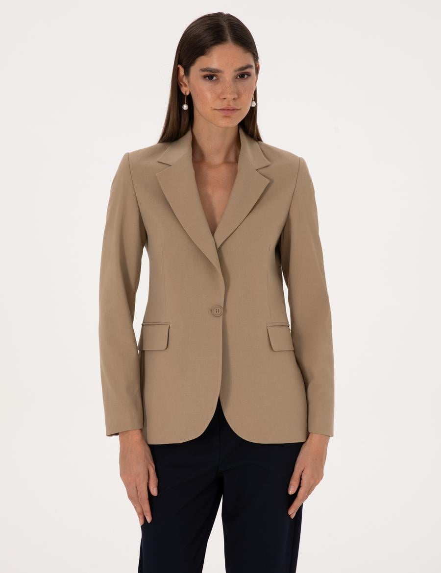 Bej Slim Fit Ceket